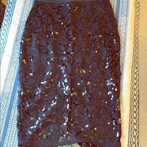 Black Sequin Pencil Skirt